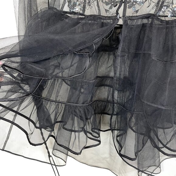 Agent Provocateur Skylee Mesh Ruffle Short Dressing Gown Black Size 8 - Picture 12 of 16